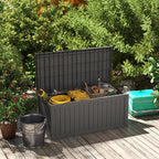 PATIOEASY Outdoor Storage Box 150GAL Waterproof Resin Deck Box,UV-Resistant Lockable Package Delivery Bin for Garden Tools,Large Patio Outside Cushions,Pool Accessories Supplies,Chest,Furniture,Black