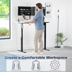 VIVO Electric 55 x 28 in Standing Desk, Memory Height Adjustment, 1B Series, Holds 220 lbs, One-Piece White Top, Black Frame, DESK-KIT-1B55W
