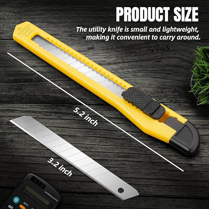 TIFICAL 18 Pack Box Cutter, Utility Knife with 9MM Snap-Off Blade, Lightweight Razor Knife for Home, Office, Crafts, Box Cutter Knife Exacto Knife Perfect for Boxes, Carton, Cardboard