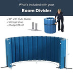 Angeles 30" x 10' Quiet Divider With Sound Dampening Panels, Freestanding Room Divider Wall, Blue