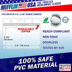 Mifflin-USA Horizontal ID Name Badge Holder (Clear, 3.5x2.25 Inches, 250 Pack), Waterproof and Resealable Plastic Card Holders