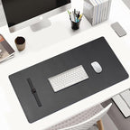 KINGFOM Desk Pad Office Desktop Protecter, PU Leather Desk Mat Blotters Organizer with Comfortable Writing Surface (23.6" x 11.8", Black)