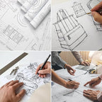 FungLam Wide Format Paper, 24 in x 150 ft Plotter Paper, 4 Rolls CAD Bond Rolls with 2 in Core, 20 LB Bond Papers Rolls, Idea for CAD Drawings, Engineering Plans, GIS Maps & Architectural Designs