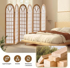 ALeesing Folding Room Divider Privacy Screen Freestanding 6-Panel Shoji Style Wooden Frame Decorative Partition Wall for Bedroom Office Apartment Natural