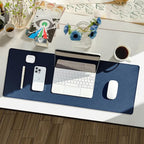 Reniteco Waterproof Large Gaming Mouse Pad with Durable Stitched Edges, Non-Slip Rubber Base, Grainy Jacquard Mouse Mat Desk Pad for Home Office Gaming, 31.5''x11.8''x0.12'', Matte Navy Blue