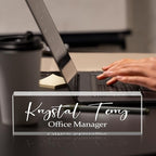 Personalized Name Plate for Desks, Custom Desk Name Plates, Acrylic Name Plate Office Desk Accessories, Personalized Office Gifts for Coworkers Teachers, Employee Appreciation Gifts (Engraved)