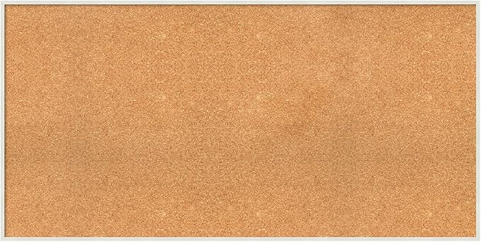 Amanti Art Natural Cork Board for Wall, 25x49 Vision Board with White Frame, Oversize Corkboard Office Decor for Home Organization, Modern Corkboard Pinboard to Display Items for Home Organization in