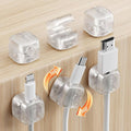 Yocice 6Pack Rotatable Cord Organizer,Spring Cable Clips Desk Cable Management Cord Holder Adhesive Phone Charger Cord Clips for Home Office Car Wall Nightstand Accessories, Clear