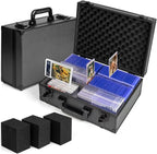 MewVeer Top Loader Case, Trading Card Storage Box with Key Lock for Sports Cards, Trading Cards, Hard Case Holds 600+ Top Loaders or 130+ 35pt One Touch