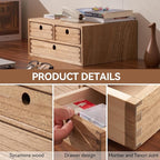 Kirigen Wooden Desktop Organizer - Office Supplies Filing Tidy Storage Shelf - Storage Cabinet/Jewelry Organizer with 3 Drawers(BR, 2-Layer &3 Drawers)