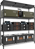 M MZG 4 Tiers Storage Shelves Load 2640LBS, Metal Shelving Wire Metal Shelving Unit Shelves for Storage Adjustable Garage Shelving for Pantry Kitchen Garage Black 17.7" D x 59.1" W x 70.4" H
