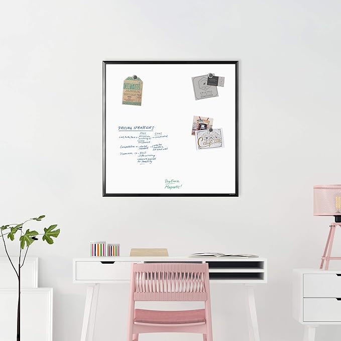 U Brands Magnetic Dry Erase Board White Board, 36" x 36" Inches, Black Wood Frame (2892U00-01)