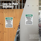 SmartSign - S-2917-AL-14 "Think Safety First - Wear Personal Protective Equipment" Sign | 10" x 14" Aluminum 10" x 14" Non-Reflective Aluminum