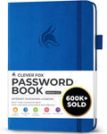 Clever Fox Password Book with alphabetical tabs. Internet Address Organizer Logbook. Medium Password Keeper for Website Logins (Royal Blue)