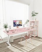 YSAGi Non-Slip Leather Desk Pad Long Size, Waterproof Laptop Computer Desk Keyboard Mat, Table Protector Blotter Mat, Large Mouse Pad for Office/Work/Home/Decor(Pink, 47" x 17")