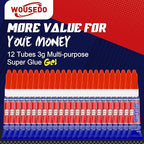 12 x 3g Super Glue Gel, Fast Strong Adhesive, Strong Cyanoacrylate (CA) Glue for Plastic, Metal, Ceramic, Leather, Wood, DIY Crafts and More – Quick Dry, Thick Formula, All-Purpose Instant Bond