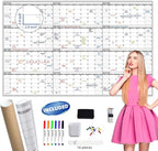 Large Dry Erase Wall Calendar - 60“ x 38" Undated Blank Yearly Planner - Giant Whiteboard 12 Month Poster - Premium Laminated Calendar for Classroom, Office, Project & Family Schedule