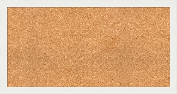 Amanti Art Natural Cork Board for Wall, 27x51 Vision Board with White Frame, Oversize Corkboard Office Decor for Home Organization, Casual Corkboard Pinboard to Display Items for Home Organization in