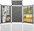 Nisorpa 3+1 Panel Trade Show Presentation Board 70.8 x 35.4 in Desktop Tri Fold Display Board Gray Single Sided Tabletop Display 4 Folding Panels with Moving Bag