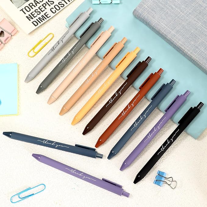 30pcs Thank You Pens Bulk Cute Multicolor Ballpoint Pen for Men Women Server Accessories Employee Holiday Appreciation Gifts for Teacher Office Back to School Party Favor (Bright Colors)