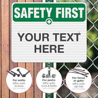 Custom Safety First Sign, OSHA Sign, 24x30 Inches, 3M EGP Reflective .080 Aluminum, Fade Resistant, Indoor/Outdoor Use, Made in USA