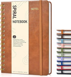 Dotted Spiral Journal Notebook, A5 Hardcover Spiral Journals for Women Men, 100 GSM Dot Grid Paper Notebooks, 150 Pages Spiral Bullet Dotted Notebook for Writing Note Taking 5.75" x 8.38", Brown