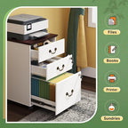 DEVAISE File Cabinet 3-Drawer, Small Office Furniture with Lock, Rolling Under Desk Filing Cabinet for Home Office, White