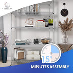 CRESCENT 48" W Storage Shelves 4000LBS Metal Shelving 5 Tier Wire Shelving Unit Garage Shelving Heavy Duty Metal Shelves for Storage Rack Commercial Adjustable Pantry Shelf, 48" W X 24'' D X 76" H