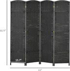 HOMCOM Room Divider, 4 Panel Folding Privacy Screen, 5.6' Tall Freestanding Partition for Home Office, Bedroom, Black