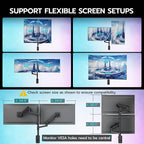 ARES WING Dual Monitor Wall Mount for 17-49 Inch Ultrawide Screens, Heavy Duty Wall Mount Monitor Arm Holds 44 lbs Each, Fully Adjustable Gas Spring Monitor Arm, 75x75/100x100 VESA Mount, Black