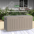 EasyUp 90 Gallon Deck Boxes Waterproof, Outdoor Large Storage Boxes with Lids, Outside Resin Storage Box & Deck Boxes for Patio, Garden Use(Gray)