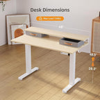 Claiks Electric Standing Desk with 2 Drawers, Adjustable Standing Desks with Storage, Height Adjustable Stand up Desk for Home Office with 2 Hooks,48 Inch Natural