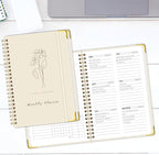 Undated Weekly Planner with Metal Corner Hardcover Notebook , A5 Size Journal with To Do List Planner, Habit Tracker,Weekly Goals for ADHD,Student, Office, Women, Men ,Gifts,6 x 8 inches，Spiral Bindding ,Beige