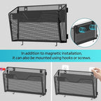 SUPEASY Magnetic File Holder, 3 Pack File Folder Organizer, Wall File Organizer, No Drilling Paper Document Holder & Binder Holder for Home / Office (with Label Panel, 8 * Adhesive Wall Hook)