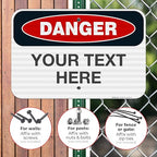 Custom Danger Sign, OSHA Sign, 12x18 Inches, 3M EGP Reflective .063 Aluminum, Fade Resistant, Indoor/Outdoor Use, Made in USA