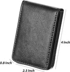 Outus 2 Pieces Business Card Holder, PU Leather Business Card Case Pocket Wallet with Magnetic Shut for Valentines Gift Men Women(Black and Light Coffee,Classic)