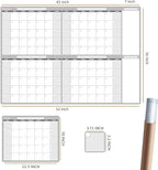 Large Dry Erase Wall Calendar - 36" x 52" Undated 4-Month Calendar for Home, Office, School - Reusable Jumbo Laminated Task Organizer