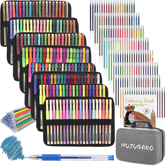 320 Pack Gel Pens Set,160 Colored Gel pen with 160 Refills 100% More Ink, Include Glitter Metallic Pastel Neon Morandi Gel pens for Adults Coloring Books Drawing Crafts Bullet Journaling