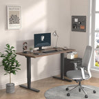 FLEXISPOT E6 3-Stage Dual Motor Electric Standing Desk 55 x 28 Sit Stand Up Desk, Holds 220 lbs, Adjustable Height w/Memory Presets, One-Piece Brown Wood Grain Desktop & Black Frame, Ships in 2 Boxes