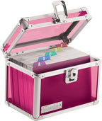 Vaultz Lockable Index Card Holder - Flash Card Organizer for Recipes, Passwords or Studying Holds 450 4x6 Notecards - Index Card Box Study Accessories, Pink Acrylic