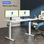 FLEXISPOT One-Piece Electric Standing Desk, 40 x 24 Inches Adjustable Desk with Seamless Desktop, Memory Controller Height Adjustment (White Frame + White Desktop, 2 Packages)