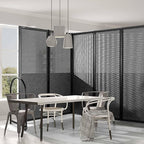 Folding Room Partition,Freestanding Privacy Divider,Portable Office Divider Wall,Commercial Space Partition Screen,Perforated Felt Panel Design,10'6"W x 6'7"H,5 Panel,Dark Grey