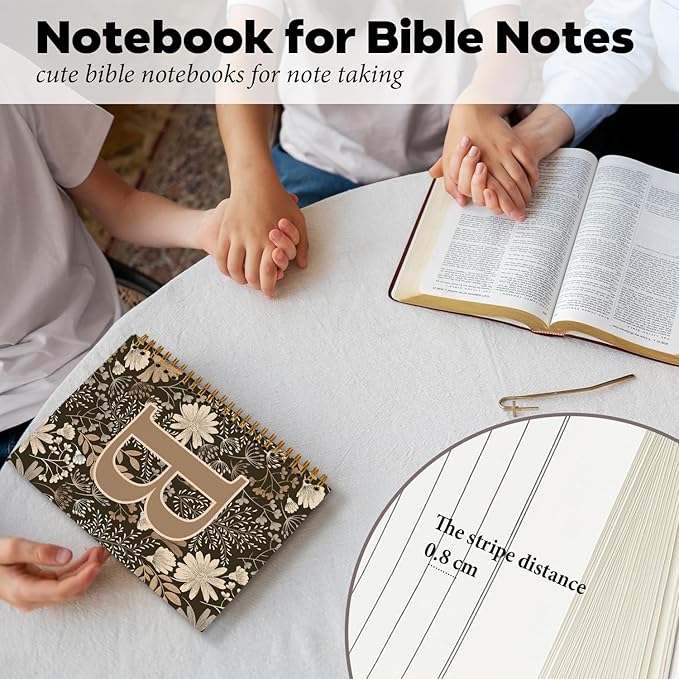 Initial B Personalized Journal Notebook, Boho Floral Journaling Notebooks for Women Girls, Costom Monogrammed Gifts for Women Mom Girls Friends, Letter Spiral Notebook, 5.5x8.3