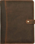 Leather Village Leather Portfolio Organizer - Professional Business Padfolio for Men & Women - Stylish Document Card Holder, Resume Folder, Folio for A4/Letter Size Writing Legal Pad, Brown