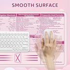 iCasso Excel Cheat Sheet Desk Pad,Excel Mouse Pad Shortcuts,Excel Shortcuts Cheat Sheet Keyboard Mat, Extended Large XXL Non-Slip Mousepad with Stitched Edges for Computer(Pink Excel Shortcuts)