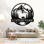 Dyoart Personalized Bear Metal Cabin Sign | Custom Signs Outdoor Metal | Cabin Decor | Family Sign | Rustic Cabin Bear Sign | Gifts for Hunters | Metal Art Wall Decor for Living Room Bedroom
