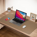 Boutilon Leather Desk Pad Protector,Non-Slip Mouse Pad,Laptop Desk Pad,Office Mouse Mat,Waterproof Leather Desk Blotter,Desk Writing Pad for Office and Home (L-Dark Apricot,35"x 17")