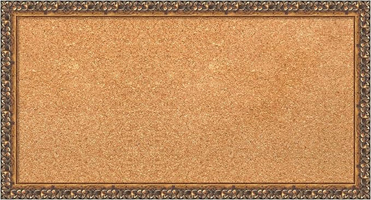 Amanti Art Natural Cork Board for Wall, 14x26 Vision Board with Bronze Frame, Small Corkboard Office Decor for Home Organization, Traditional Corkboard Pinboard to Display Items for Home Organization