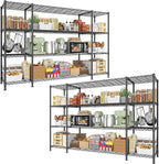 REIBII 78.4" W Storage Shelves Load 1500LBS, Metal Shelving 4-Tier Wire Shelving Unit Garage Shelving for Storage, Metal Shelves for Pantry Commercial Kitchen Garage, 11.8''D x 59''H,2P