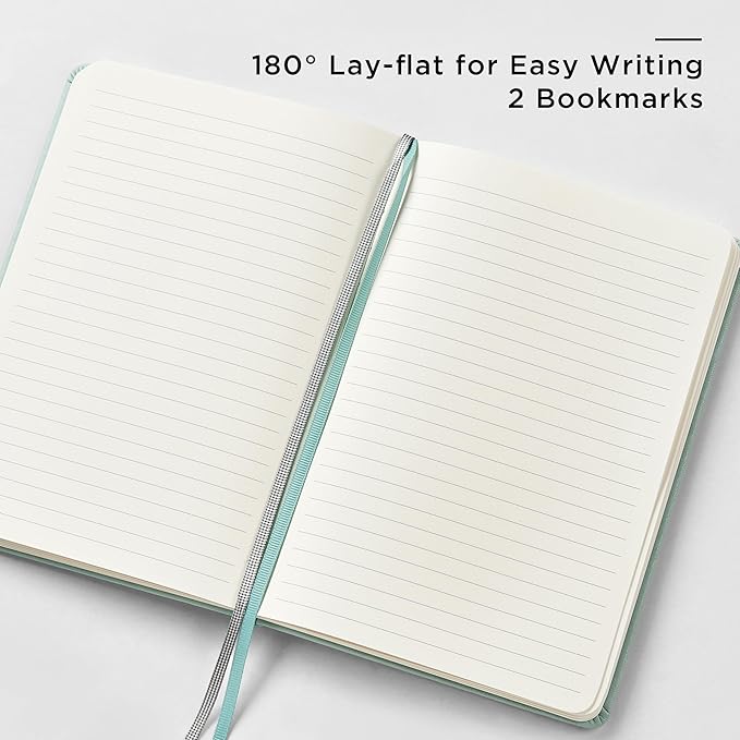 A5 Lined Leather Journal and Pen Set, Hardcover Notebook with Pen, 160 Pages 100gsm Thick Ruled Paper for Women Men Work Business School or Home Writing, 5.7'' x 8'' (Light Green)